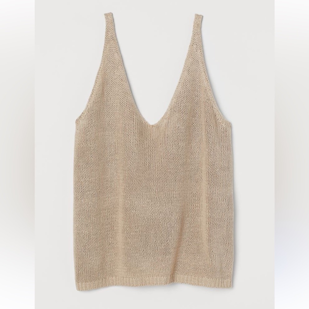 H&M knit sweater v-neck beige top . Size S . Very good condition